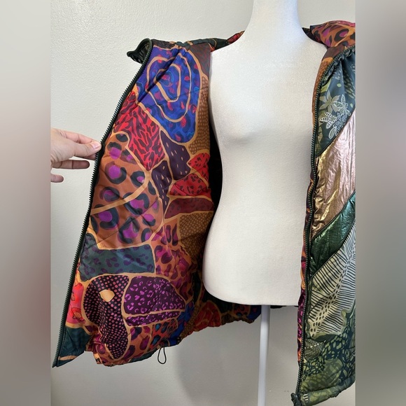 Farm Rio Cool Leopard Print Reversible Puffer Jacket Size XL - Picture 10 of 11